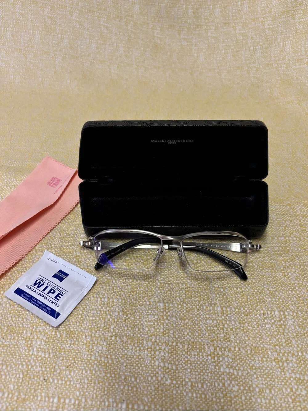 Masaki matsushima Sleek Silver Metal Eyeglass Temples with Engraved Model Code